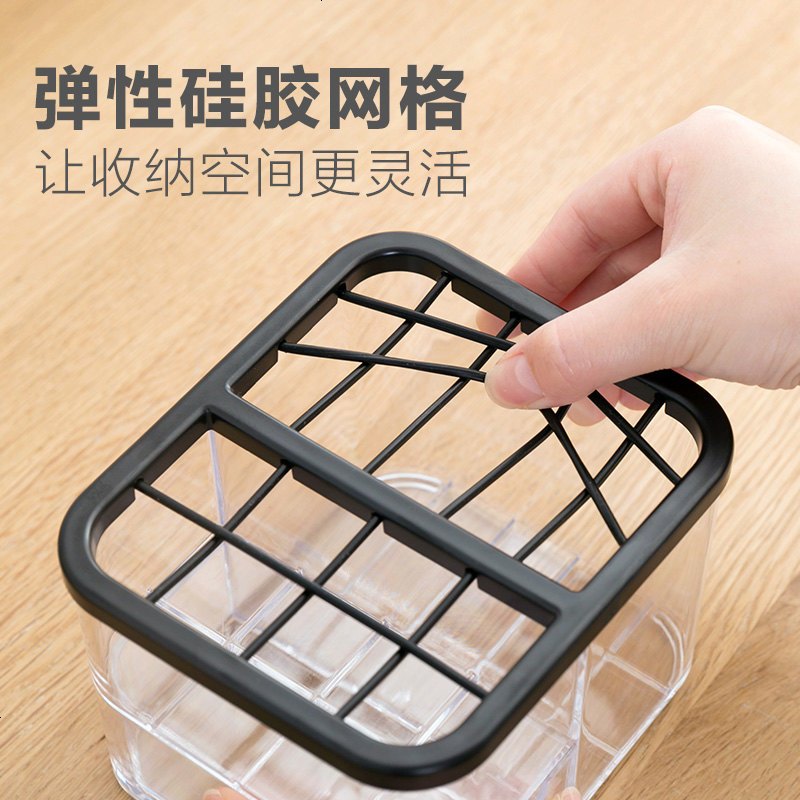 Enyakids透明化妆品收纳盒桌面塑料化妆盒化妆刷化妆棉口红分格盒子