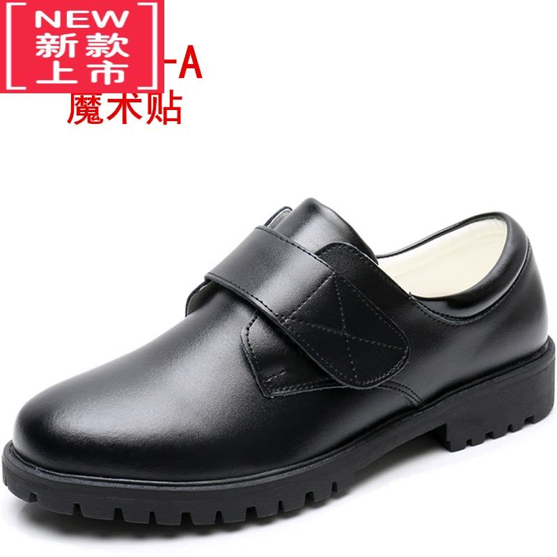 可莉允儿童皮鞋黑色成人中大学生男士男孩青年学校休闲大码绑鞋带鞋运动休闲鞋图片