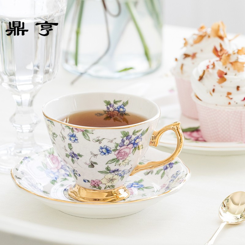 鼎亨点英式下午茶骨瓷咖啡杯碟子红茶杯陶瓷金边欧式咖啡具套装