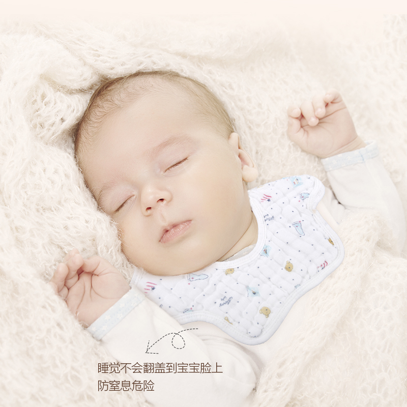 spiritkids婴儿花瓣围嘴360度旋转围兜摁扣宝宝纯棉纱布围嘴口水巾A类品质