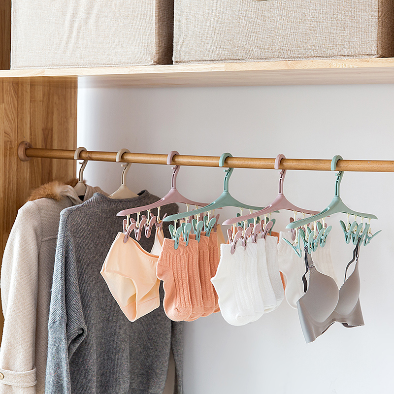 家柏饰(CORATED)防风夹子衣架塑料带卡扣多功能晾衣夹文胸内衣架晾袜架衣撑衣服架高清大图