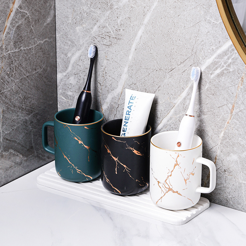 北欧陶瓷轻奢漱口杯一对家用洗漱套装情侣刷牙杯牙刷缸