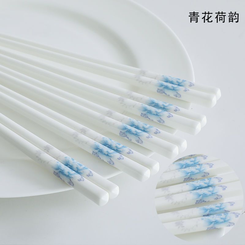 景德镇创意陶瓷筷子中式不发霉防滑耐高温易清洗骨瓷