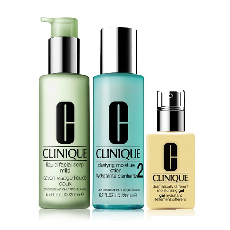 CLINIQUE倩碧三步曲组合护肤套装 控油平衡洁面皂200ml+保湿2号200ml+润肤啫喱200ml(无油黄油)
