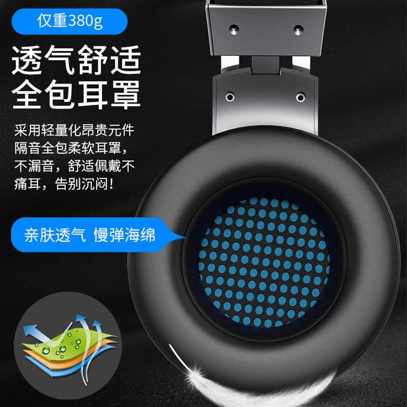 ULA/狼蛛G91电脑耳机头戴式耳麦电竞游戏专用听声辩位台式笔记本有线带麦克风话筒科技黑双孔版
