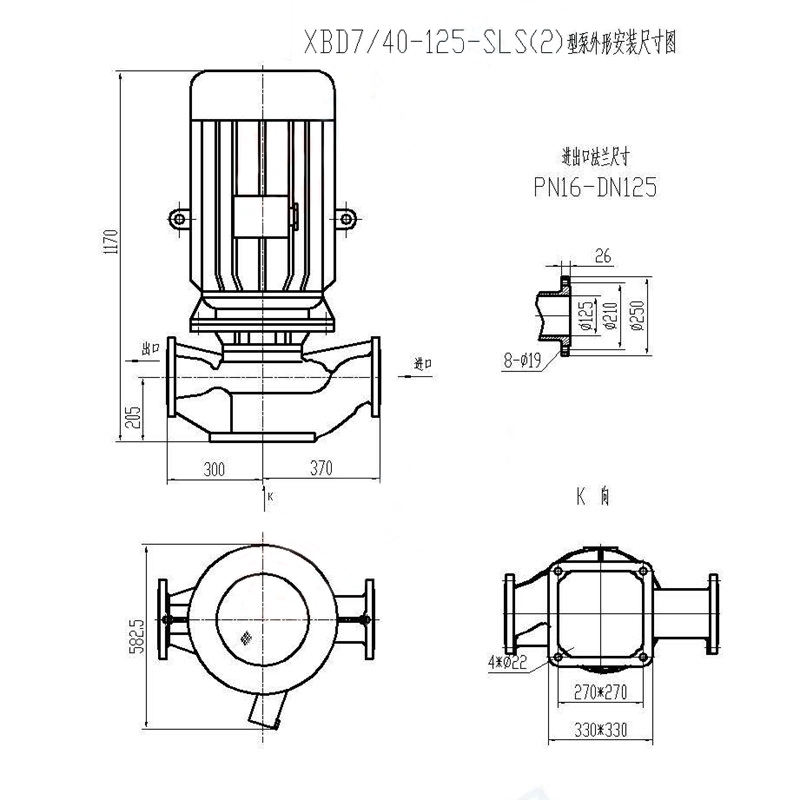美光工谷 消防用单级给水泵 XBD7/40-125-SLS(2) 台高清大图