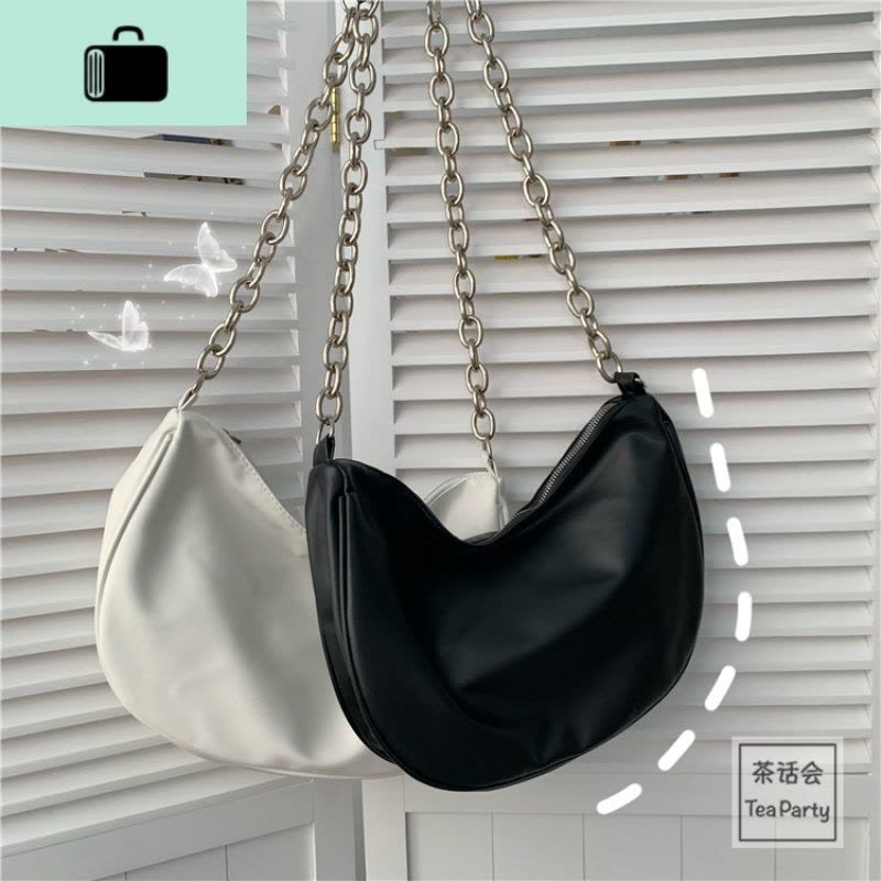 茶话会韩国ins风暗黑百搭PU饺子包ulzzang日系原宿学生少女斜挎包NEW LAKE图片