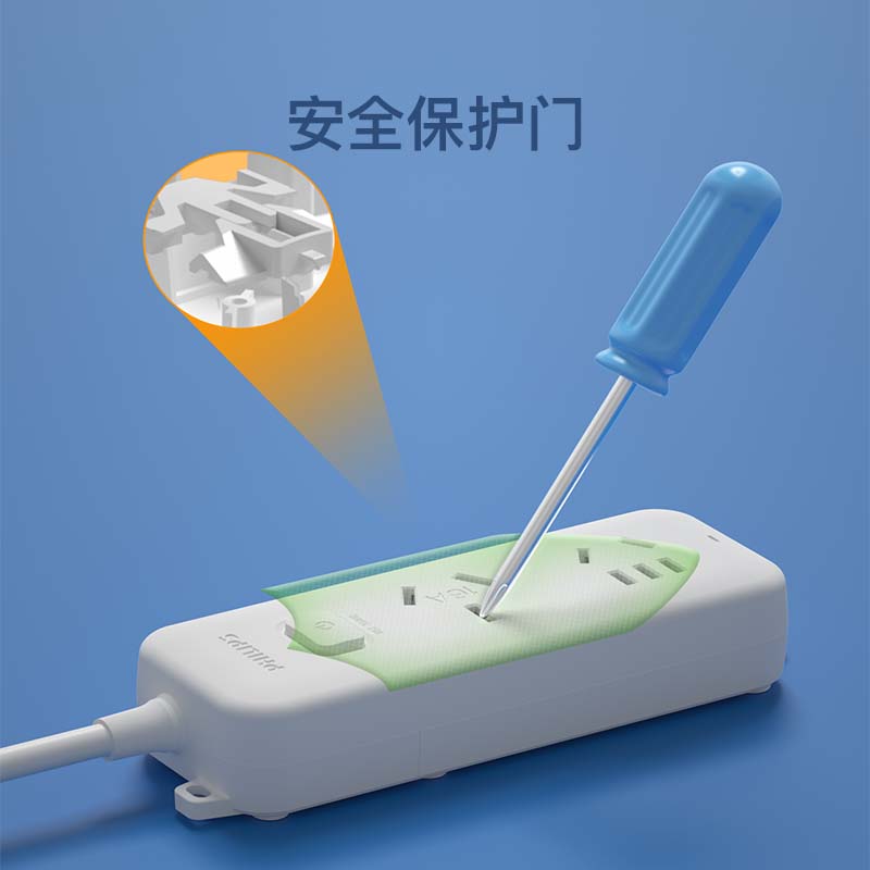 飞利浦(PHILIPS)16A大功率插座 2孔位1.8米 4000W空调/热水器专用 插排/插线板/排插/接线板/拖线板高清大图