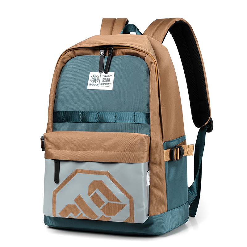 2022新款撞色书包男生大学生电脑背包大容量初中高中帅气双肩包潮