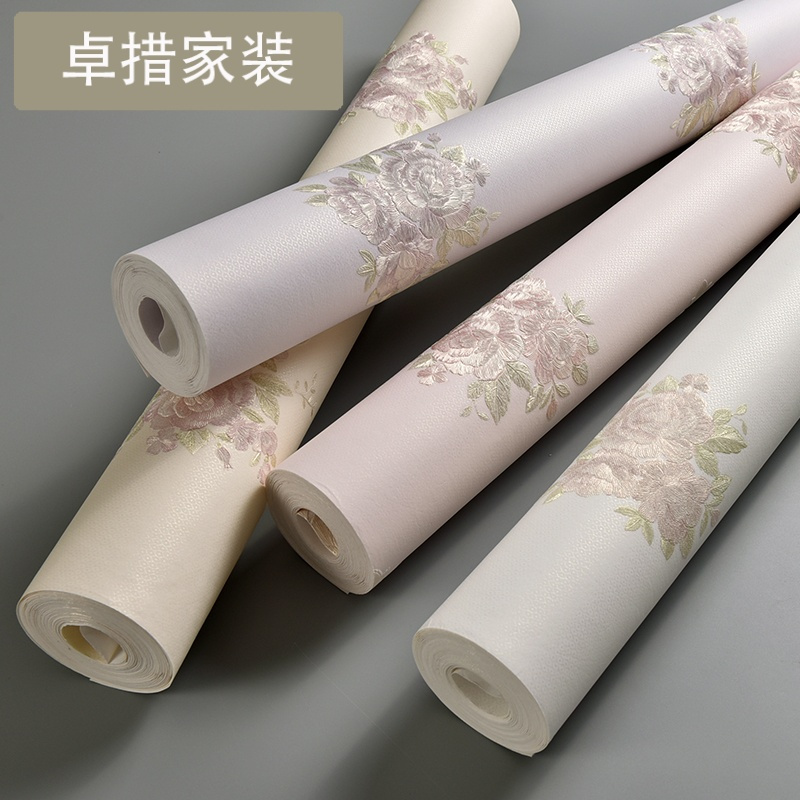 欧式环保客厅无纺布墙纸田园卧室3D精压纹温馨电视背景墙壁纸壹德壹
