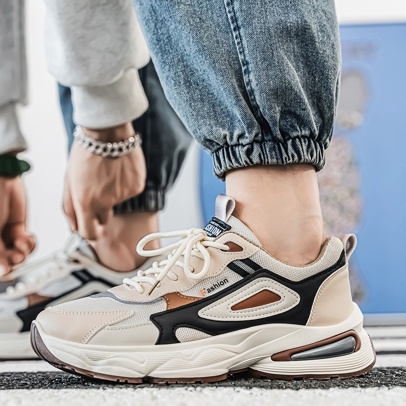 La Chessiers春秋季男鞋新款透气网面青少年运动鞋韩版潮流百搭厚底休闲老爹潮鞋高清大图