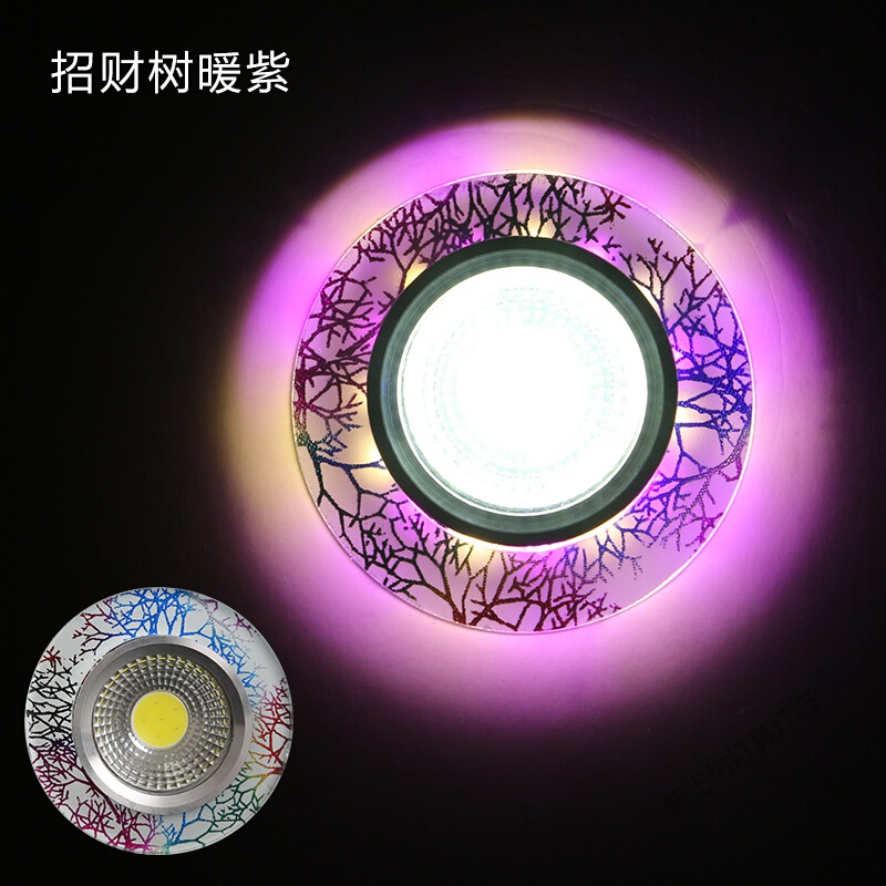 苏宁放心购 射灯LED天花灯嵌入式孔灯客厅 筒灯彩色水晶3w过道牛眼灯吊顶洞灯高清大图