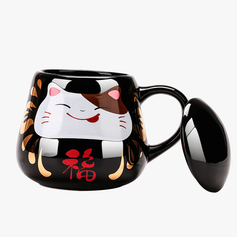 元景 感温变色陶瓷杯 黑色吉祥款