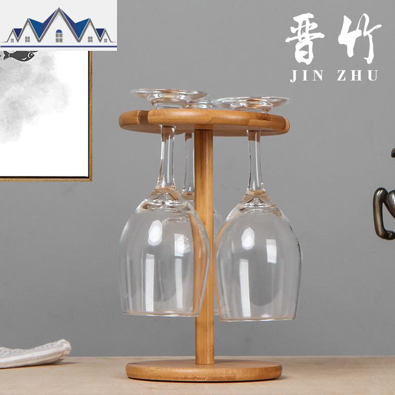 实木欧式创意倒挂红酒杯架子摆件家用高脚水杯架葡萄酒悬挂酒瓶架 三维工匠收纳层架高清大图