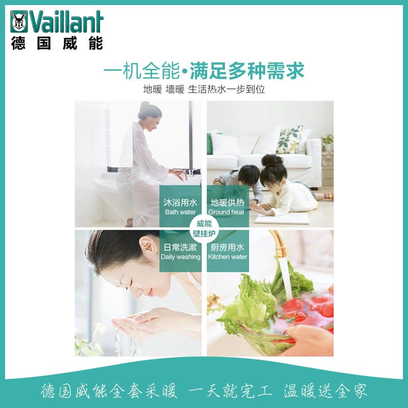 威能（Vaillant) 24KW豪华壁挂炉 采暖热水器两用（天然气）暖气片采暖套餐 3室2厅6组暖气片图片