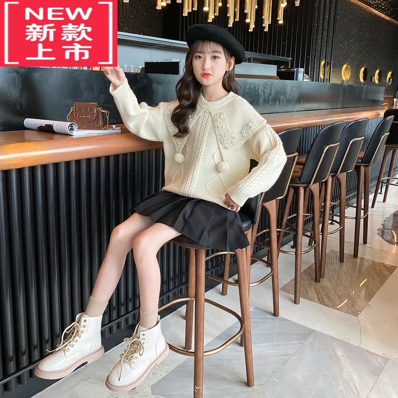 可莉允女童毛衣秋冬季加绒加厚中大儿童毛衣针织打底衫冬装2022新款洋气图片