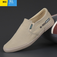 聚范2024秋季男鞋韩版新款帆布鞋平底板鞋一脚蹬休闲鞋老北京布鞋潮鞋 39运动鞋尺码 21073卡其