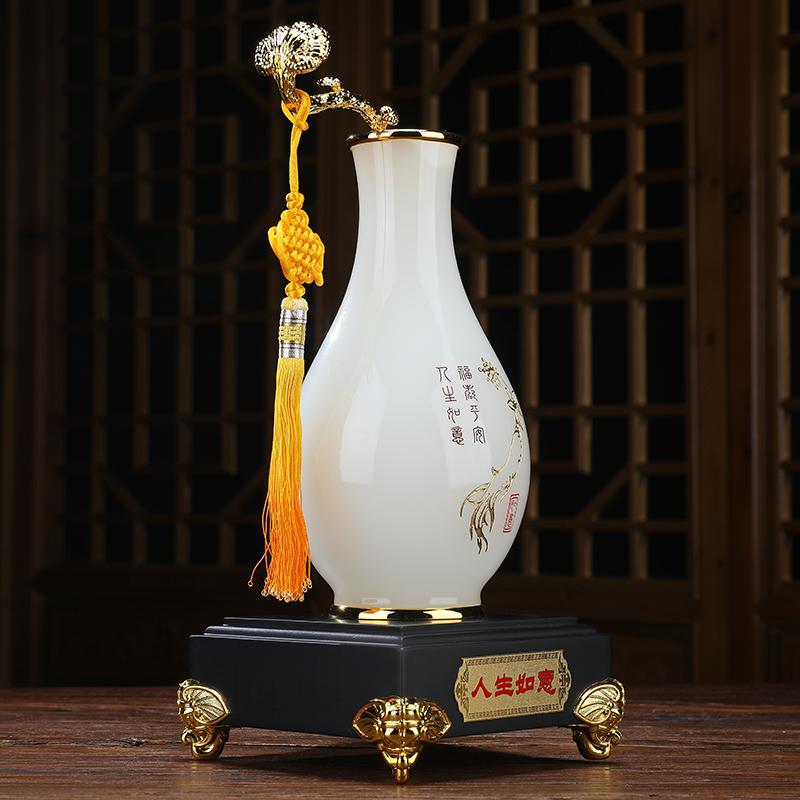 家柏饰(CORATED)人生如意花瓶摆件琉璃玉工艺品现代简约家居客厅酒柜电视柜装饰品高清大图