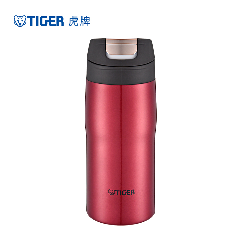 虎牌(tiger)保温杯MJC-A036 红色 304不锈钢保温杯 商务办公杯 单手易开水杯安全锁设计杯子360毫升