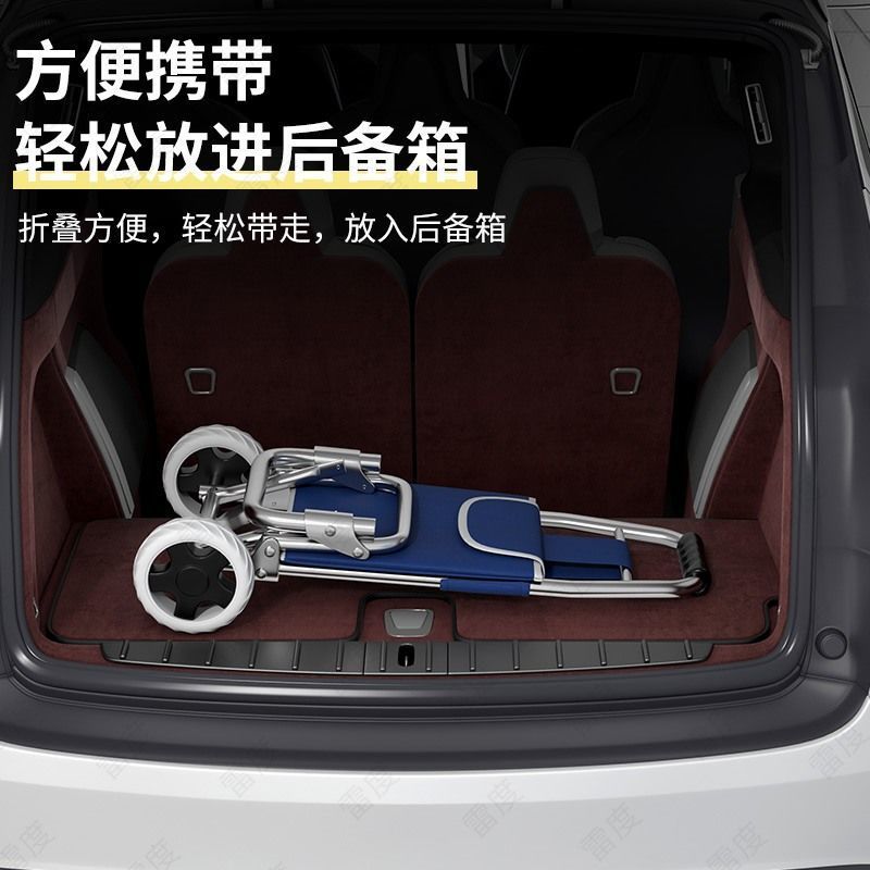 买菜小拉车家用便携拉货拖车爬楼拉杆车折叠轻便小推车手拉购物车 烤漆+钢车架