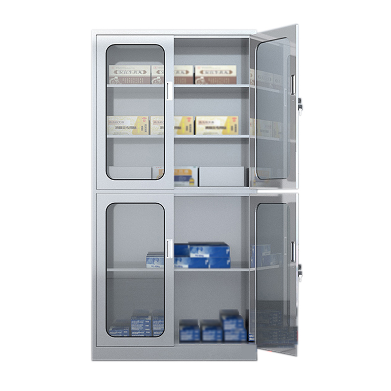 凤凰泾不锈钢柜子储物柜资料柜档案柜带锁文件柜201上下玻文件柜高清大图