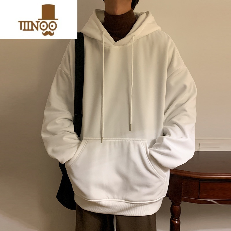 YANXUoversize纯色基础款卫衣男潮牌美式复古长袖衣服连帽外e高清大图