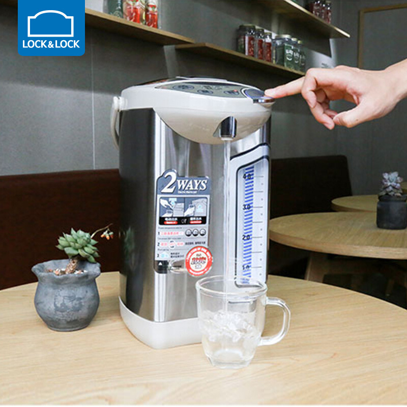 乐扣乐扣（LOCK&LOCK）4L电热水瓶304不锈钢 三段保温除氯沸腾烧水壶 大容量电水壶 不锈钢色EJK573BEG