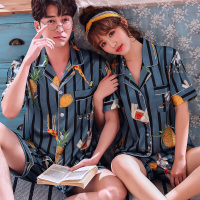 波迷娜(BOMINA)春夏季休闲薄款可外穿家居服睡衣韩版夏天冰丝短袖薄款睡衣女夏家居服睡衣男