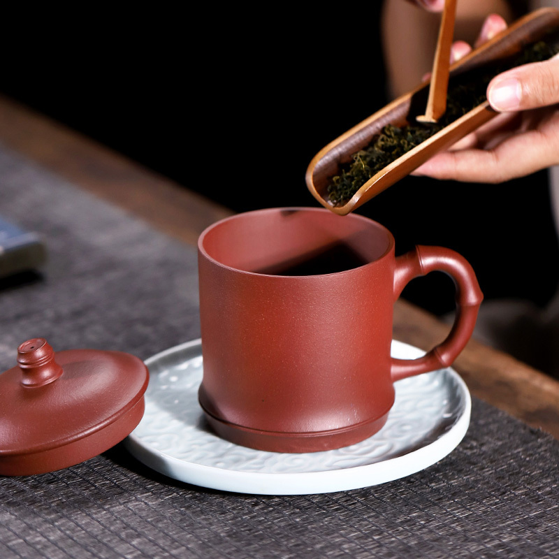 金镶玉 茶杯紫砂杯 高档名家纯手工泡茶办公杯礼品杯 名家许时娟节节高升杯