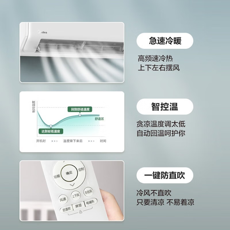 美的(Midea)KFR-72GW/G1-1 3匹空调 挂壁式空调挂机 变频冷暖 一级能效
