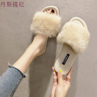 秋季毛毛拖鞋女夏2018新款韩版时尚外穿平底一字半拖社会网红凉拖