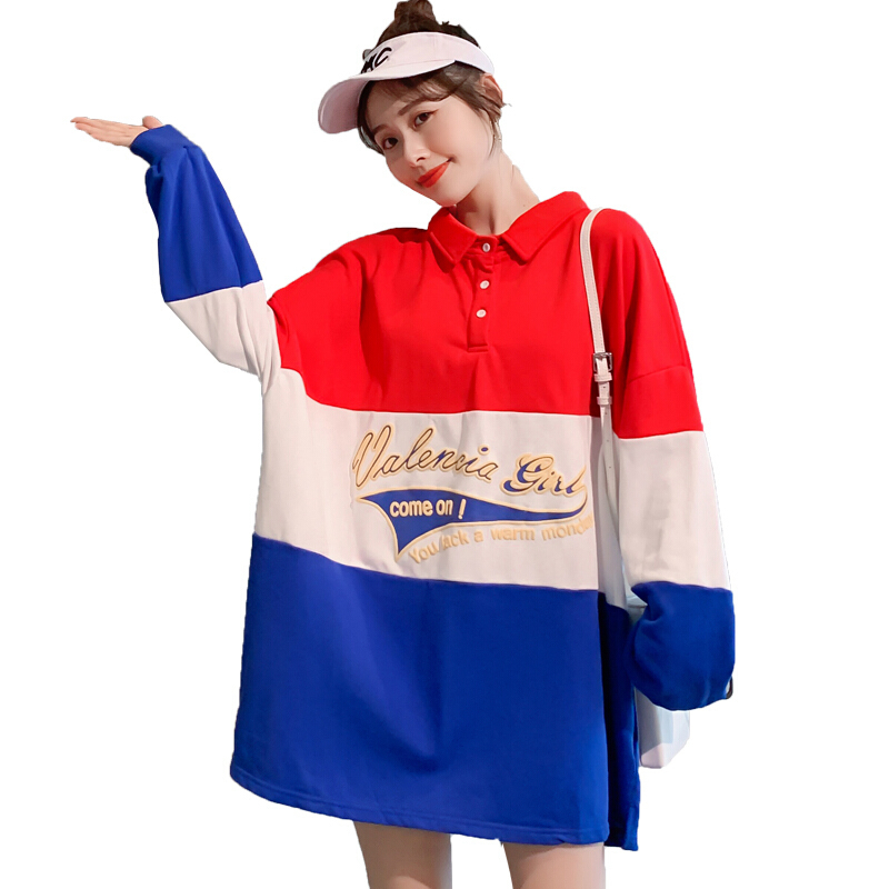 迪鲁奥（DILUAO)超大码孕妇polo衬衫卫衣裙秋装新款时尚韩宽松加肥加大200斤潮妈