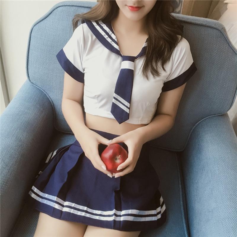 情趣内衣学生制服清纯可爱诱惑套装性感紧身透明短裙露乳开裆