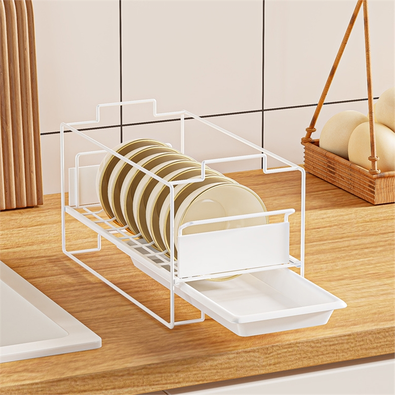 抽拉式碗盘收纳架藤印象可叠加厨房沥水碗碟架放碗架抽屉碗架内置橱柜