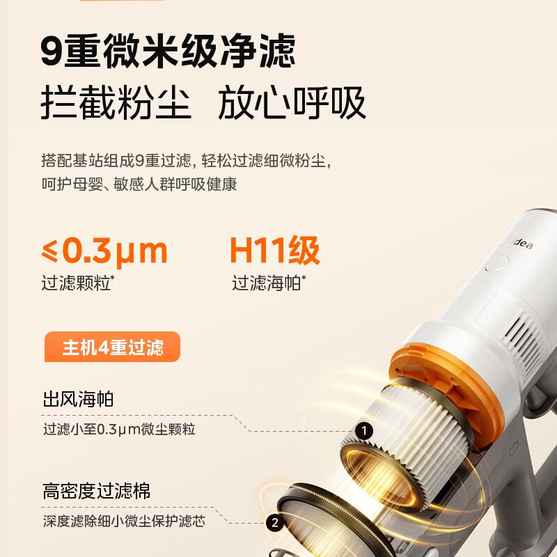 美的 无线吸尘器 F10 Station 云锦白高清大图
