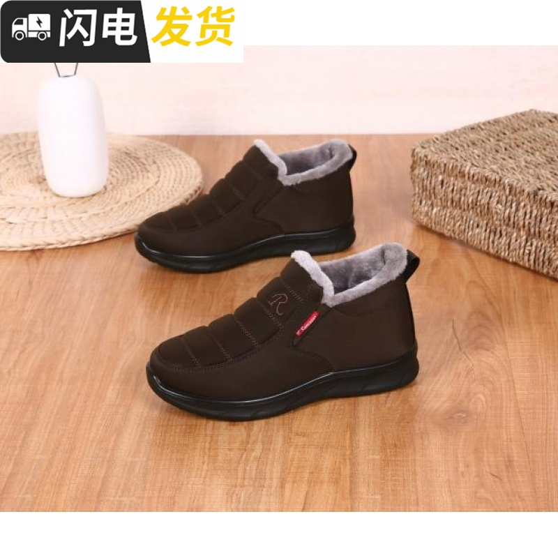 老北京布鞋女鞋女棉鞋加绒套脚鞋保暖软底耐磨情侣款男鞋休闲鞋轻启如女士高帮鞋