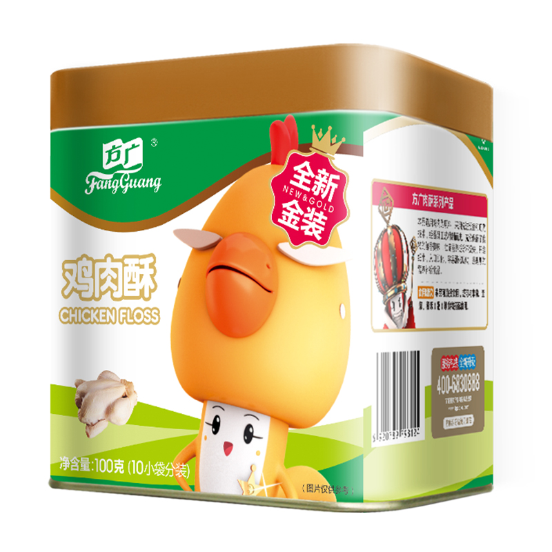 方广 儿童零食 肉酥≠肉松 鸡肉酥肉粉松100G/罐装 国产 含钙(10小袋分装)高清大图
