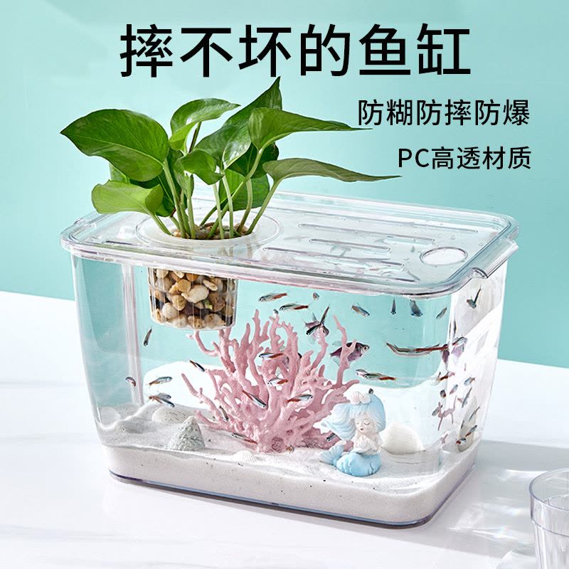 新款透明塑料鱼缸透明仿玻璃客厅中小型金鱼缸乌龟缸桌面观赏缸图片