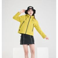 厂家直销春秋新款时尚休闲运动情侣冲锋衣男女款户外潮牌单衣夹克 XL 女士短款---柠檬黄