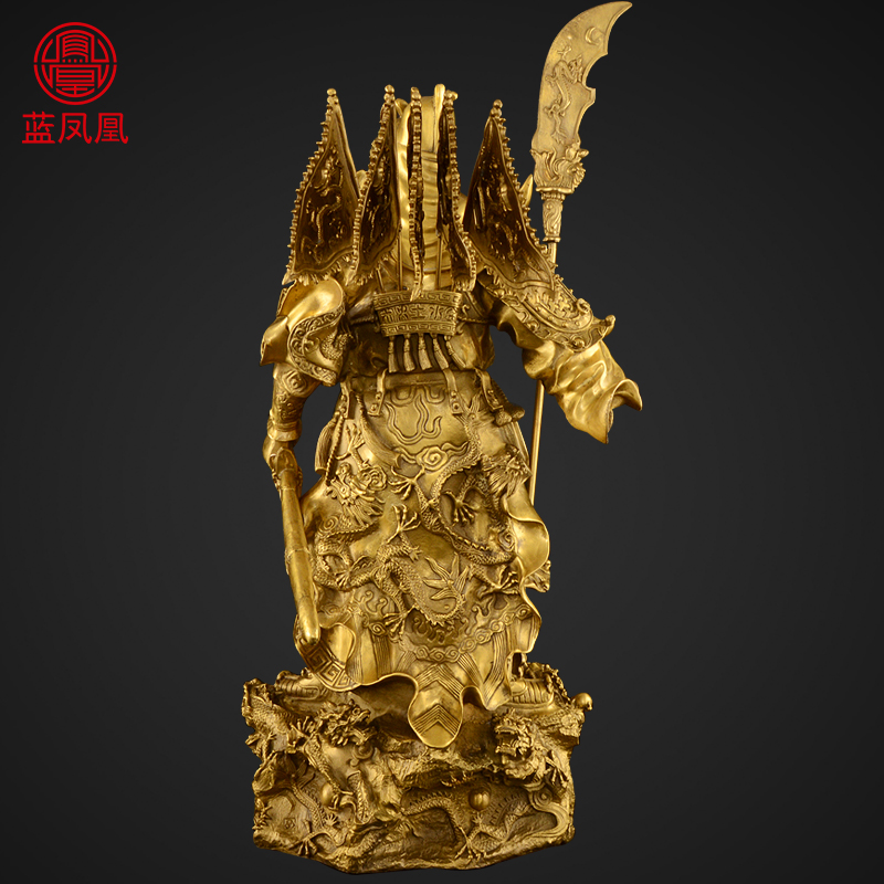 家柏饰(CORATED)铜关公像供奉神像武佛像摆件开业大号 13号铜九龙关公紫铜色高清大图