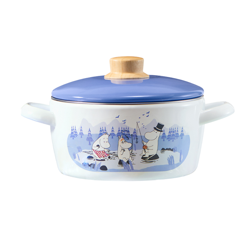 FUJIHORO日本进口富士姆明moomin珐琅锅搪瓷锅宝宝辅食小奶锅汤锅 双耳汤锅20CM3L汤锅高清大图