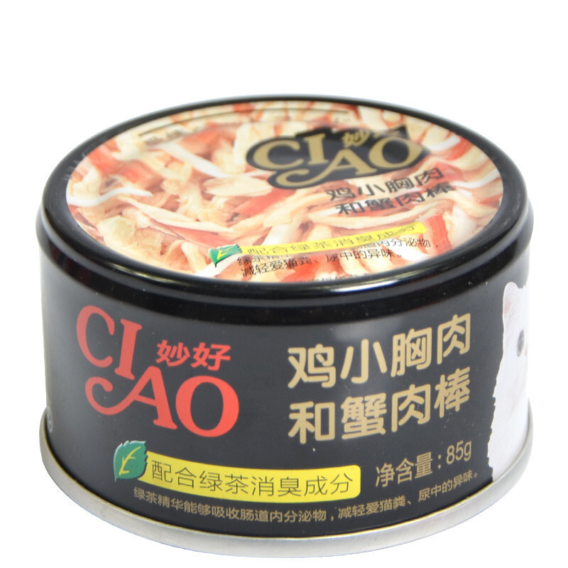 伊纳宝妙好猫罐头85g*6罐 鸡小胸肉和蟹肉棒 挑嘴猫零食 猫湿粮营养美味成猫幼猫零食