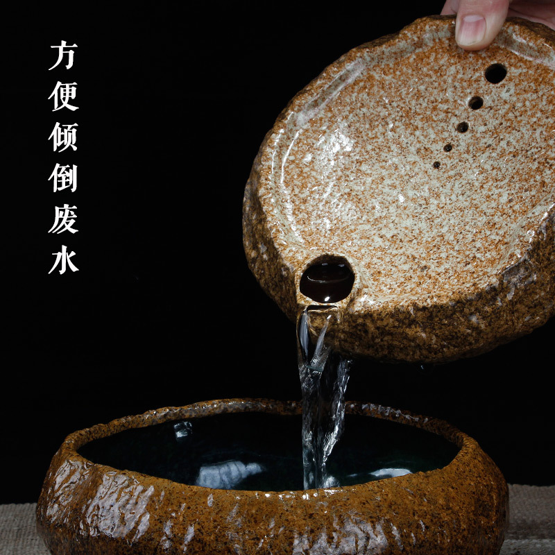 石台壶承(古黄色款) 粗陶壶承壶托 紫砂壶茶托茶艺复古干泡盘茶道茶具蓄水茶承养壶垫