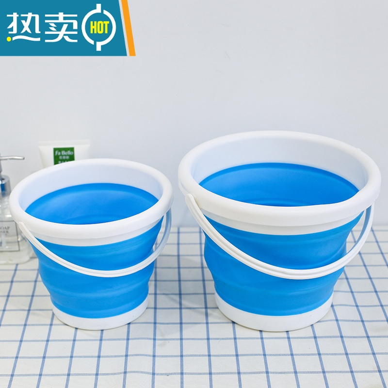 敬平折叠桶打水桶塑料家用洗车便携式小洗澡美术储水旅行车用钓鱼户外 天蓝色小号3升(送挂钩)