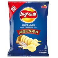 乐事(LAY’S)海盐黑胡椒味145克 袋装薯片 膨化食品