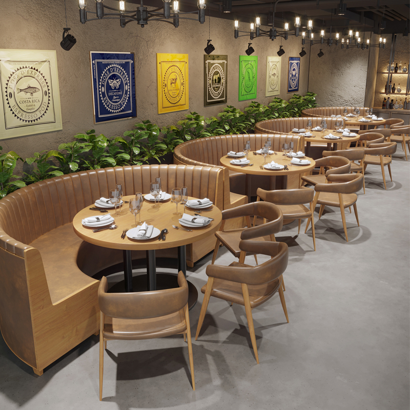 定制西餐厅咖啡厅汉堡料理店饭店靠墙卡座沙发甜品奶茶店桌椅组合_3 尺寸定制/每米官方标配