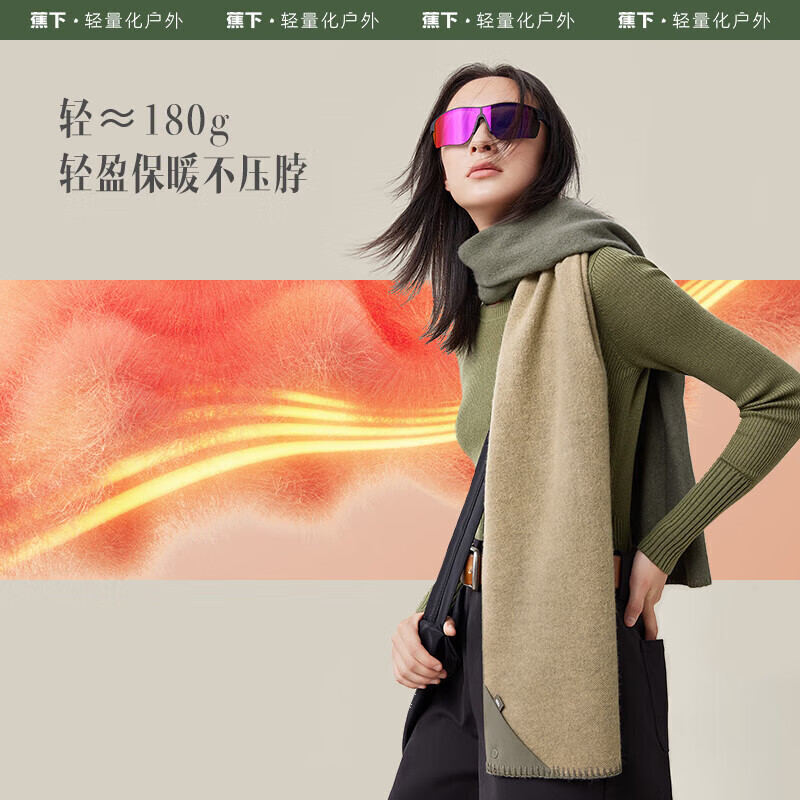 蕉下(beneunder)羊毛围巾HW38123雾粉晨空高清大图