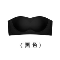 夏季无肩带内衣女隐形抹胸式裹胸聚拢薄款果冻无痕无肩带防滑文胸_1 S码【32/70ABC】 黑色