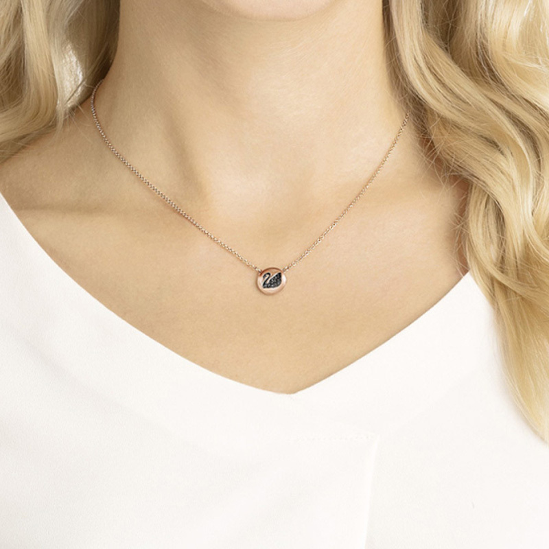 SWAROVSKI 施华洛世奇 HALLSWAN人造水晶女士吊坠项链灰色镀玫瑰金色轻奢饰品 5382446
