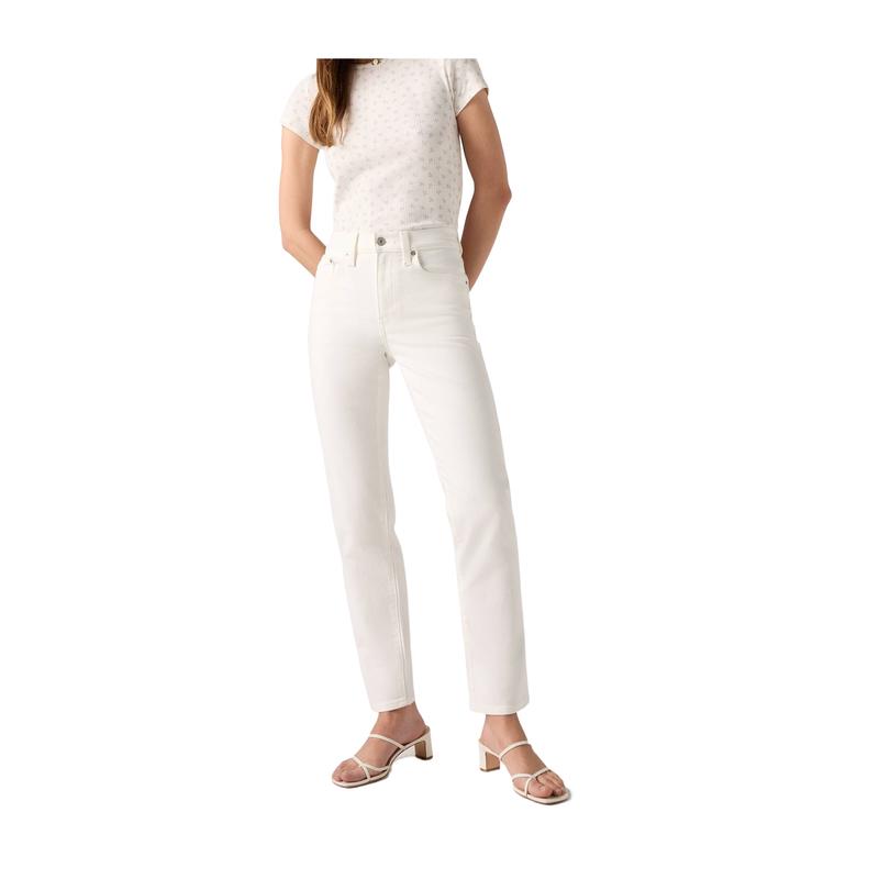 Levi's女士高腰直筒牛仔裤时尚舒适五口袋设计休闲百搭 27/30 白色